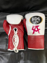 No Boxing No Life Red & White Boxing Gloves | Mexican Handmade Lace-Up Pro Training Gloves