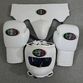 No Boxing No Life All-White Boxing Set – Gloves, Headgear & Groin Protector | Handmade Mexican Boxing Gear (8oz–16oz) My Store