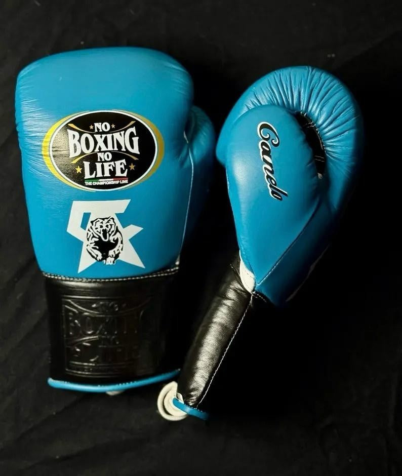 No Boxing No Life Blue & Black SA Tiger Edition Boxing Gloves – Mexican Lace-Up Gloves 8oz–16oz My Store