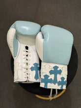 Premium Lace-Up Boxing Gloves – Light Blue Camo Design | Pro Training & Sparring Gloves by Punch Pro Boxing