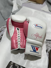 Winning Custom Lace-Up Boxing Gloves – Premium White & Red Pro Training Gloves | Punch Pro Boxing