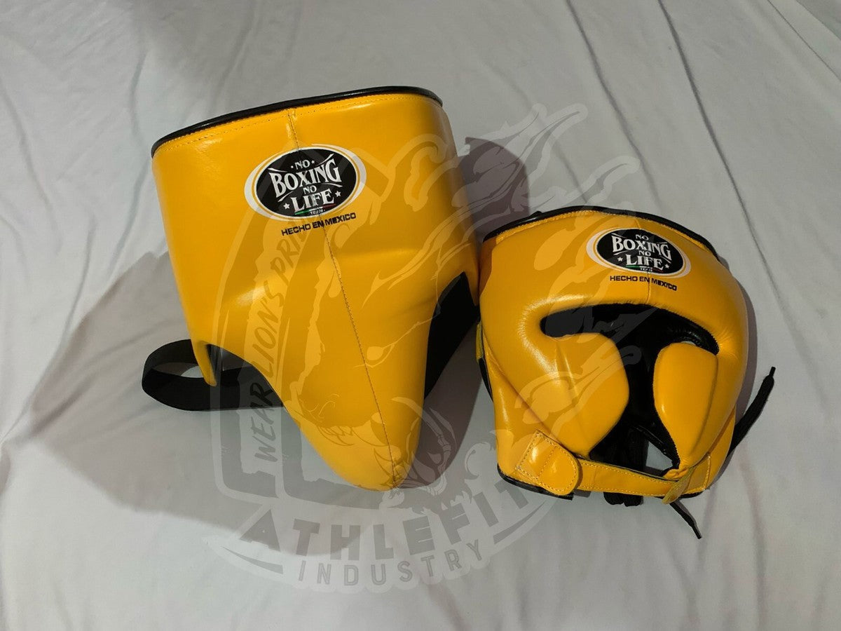 No Boxing No Life Yellow Boxing Set – Gloves, Headgear & Groin Guard | Premium Mexican Boxing Gear (8oz–16oz) My Store