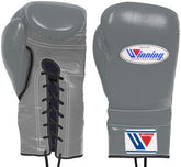 Winning Professional Boxing Gloves – Gray Lace-Up | Pro Fight & Training Gloves
