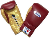 Winning Boxing Gloves Red/Gold Lace-Up – Premium Japanese Professional Sparring & Training Gloves (8oz–16oz)