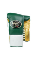 No Boxing No Life training and sparring gloves green white gold 8 oz to 20 oz