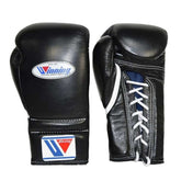 Winning Custom Black Lace-Up Boxing Gloves – Premium Japan-Made Training & Sparring Gloves (8oz–20oz)