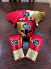 No Boxing No Life Red & Gold Complete Boxing Set (8oz–20oz) – Gloves, Headgear & Groin Guard for Professional Training & Sparring