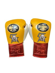 No Boxing No Life Training and Sparring Gloves – Yellow/Red/Gold – 8 oz to 20 oz