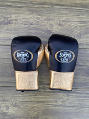 No Boxing No Life Black & Gold Edition Boxing Set – Gloves, Headgear & Groin Guard | Handmade in Mexico (8oz–16oz)