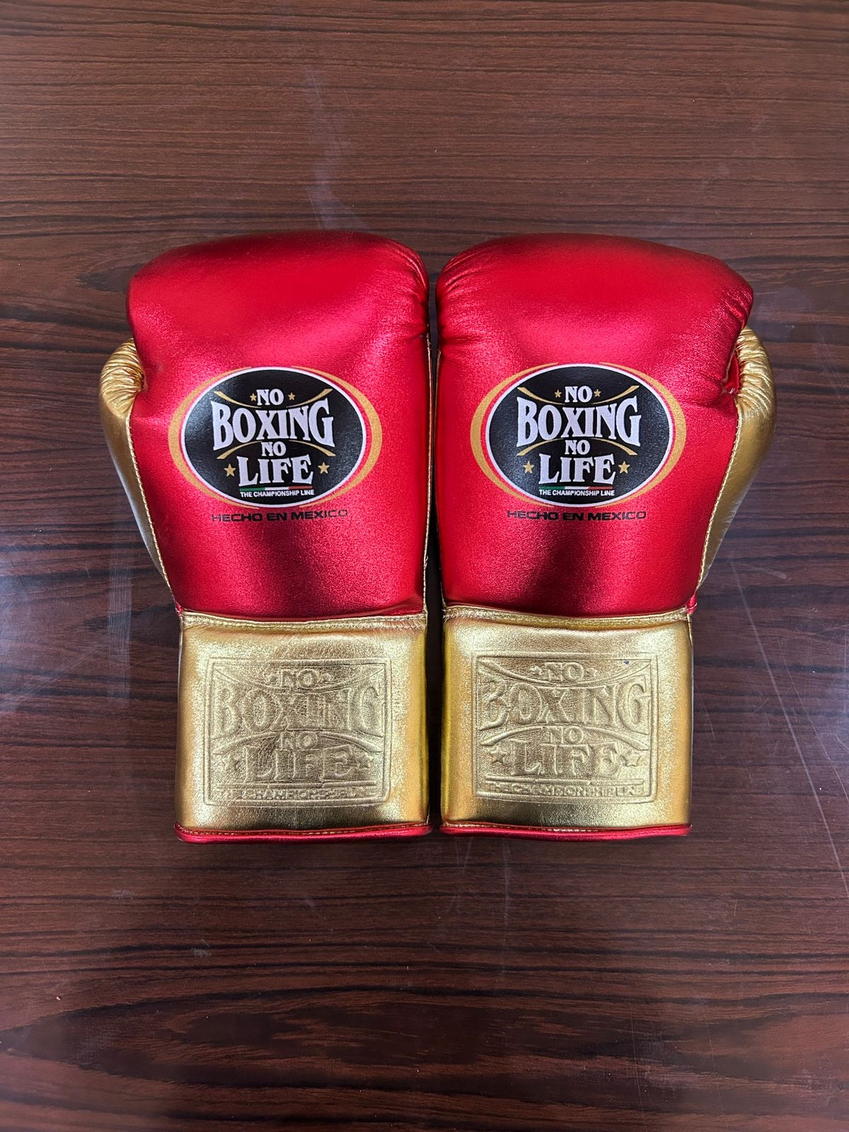 No Boxing No Life Boxing Sparring Set Gloves Red/Gold (8oz–20oz)