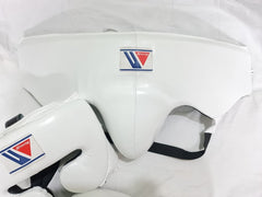 Winning Boxing Protection Bundle – All White | Gloves, Headgear & Groin Protector