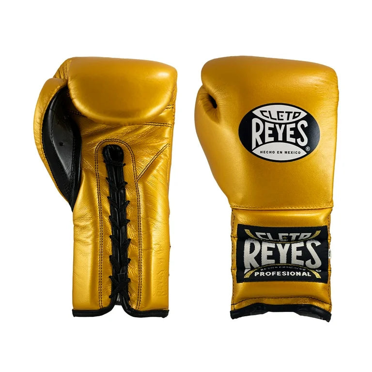 Cleto-Style Professional Gold Boxing Gloves – Premium Lace-Up Training Gloves | PunchPro Boxing