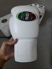 No Boxing No Life All-White Boxing Set – Gloves, Headgear & Groin Protector | Handmade Mexican Boxing Gear (8oz–16oz)