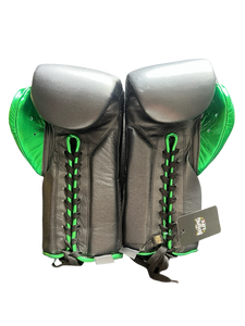 No Boxing No Life Black & Green Boxing Gloves | Premium Mexican Handmade Lace-Up Training Gloves