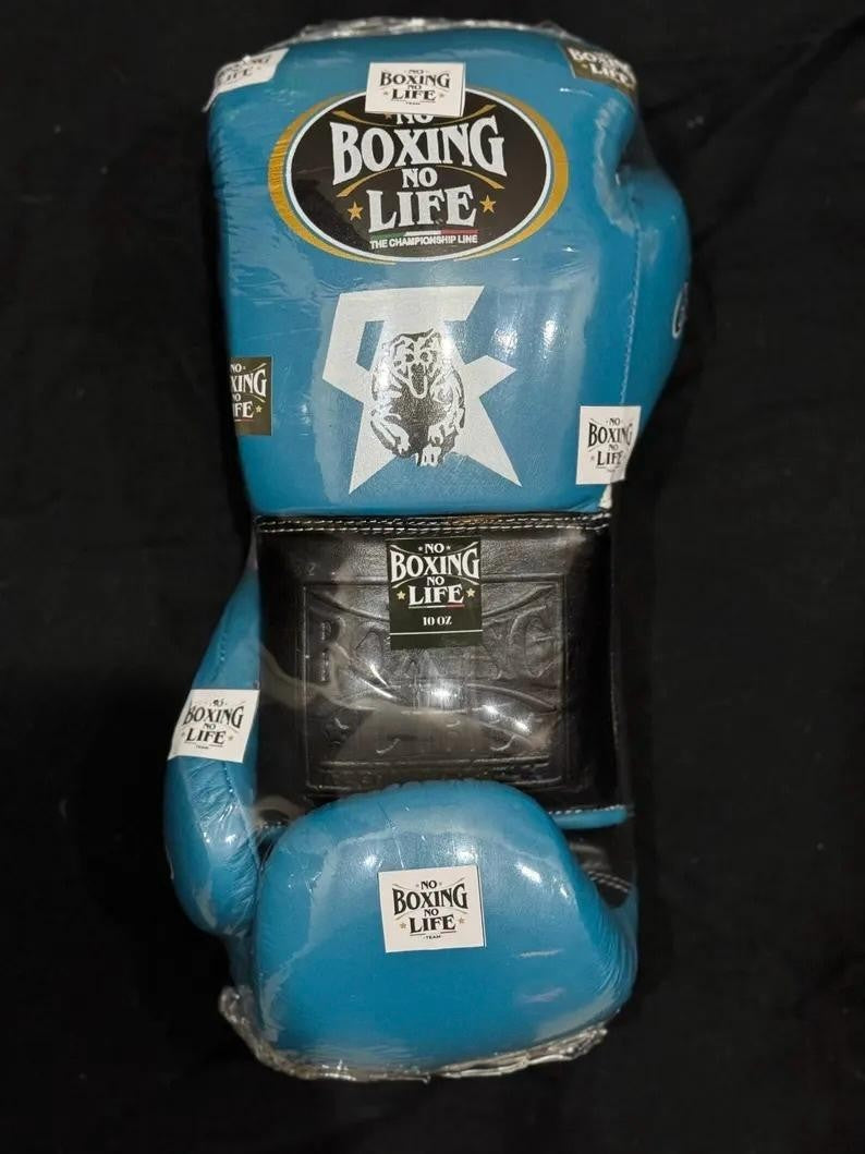 No Boxing No Life Blue & Black SA Tiger Edition Boxing Gloves – Mexican Lace-Up Gloves 8oz–16oz