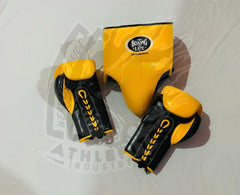 No Boxing No Life Yellow Boxing Set – Gloves, Headgear & Groin Guard | Premium Mexican Boxing Gear (8oz–16oz)