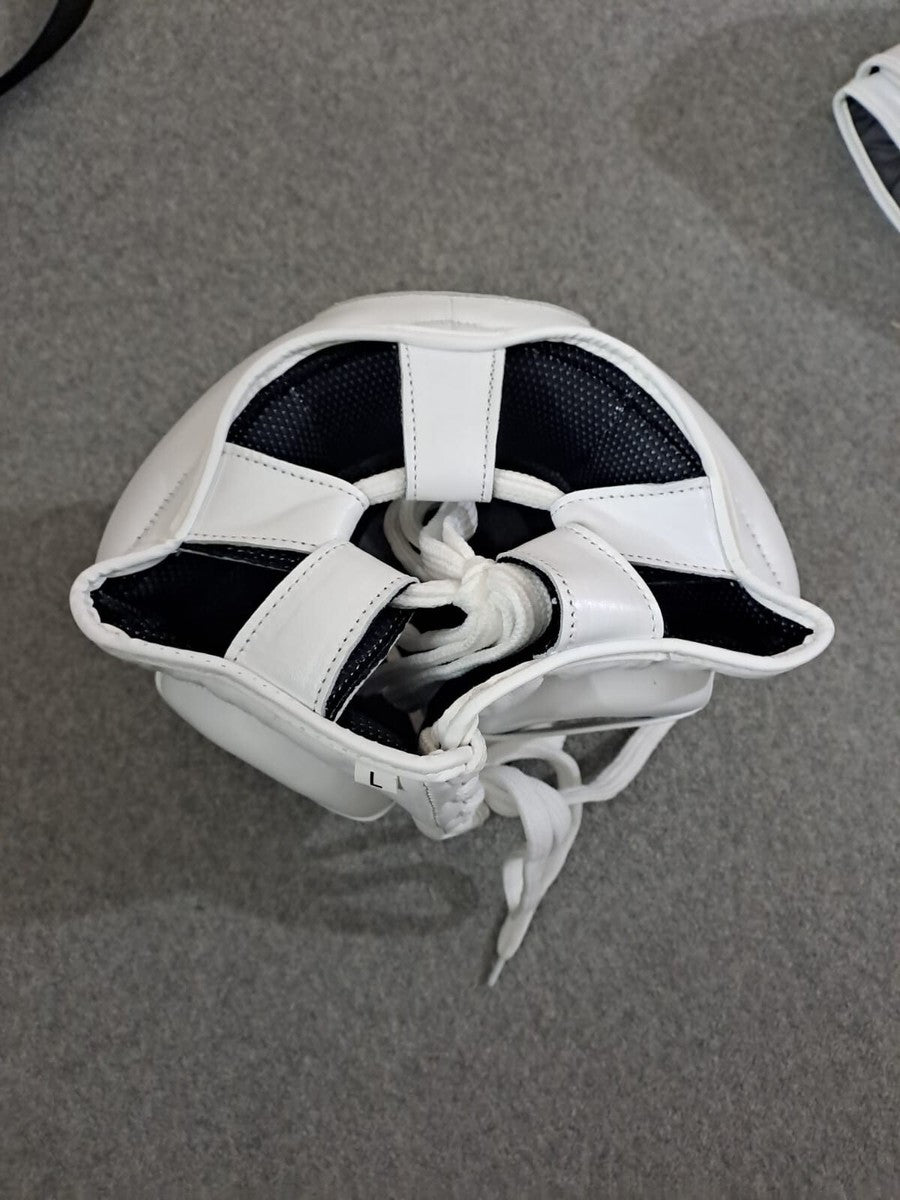 No Boxing No Life All-White Boxing Set – Gloves, Headgear & Groin Protector | Handmade Mexican Boxing Gear (8oz–16oz)