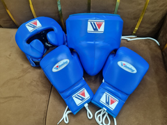 Winning All Blue Boxing Set – Gloves (All Sizes) + Headgear + Groin Guard | Premium Japan-Made Gear