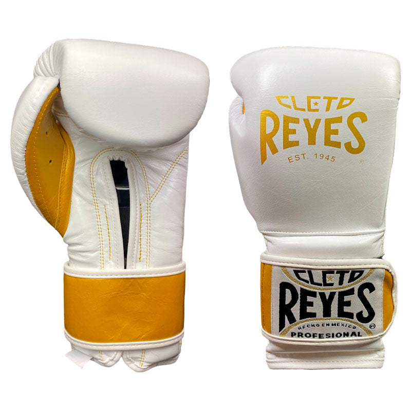 Cleto Reyes White & Gold Boxing Gloves – Hook & Loop