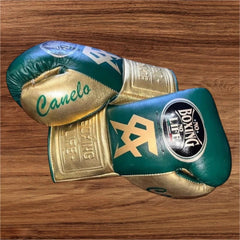 No Boxing No Life Professional Boxing Gloves Green/Gold | Canelo Álvarez Edition Lace-Up Fight Gloves
