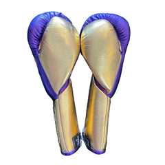 No Boxing No Life Purple & Gold Boxing Gloves | Authentic Mexican Lace-Up Training Gloves