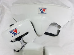 Winning Boxing Protection Bundle – All White | Gloves, Headgear & Groin Protector