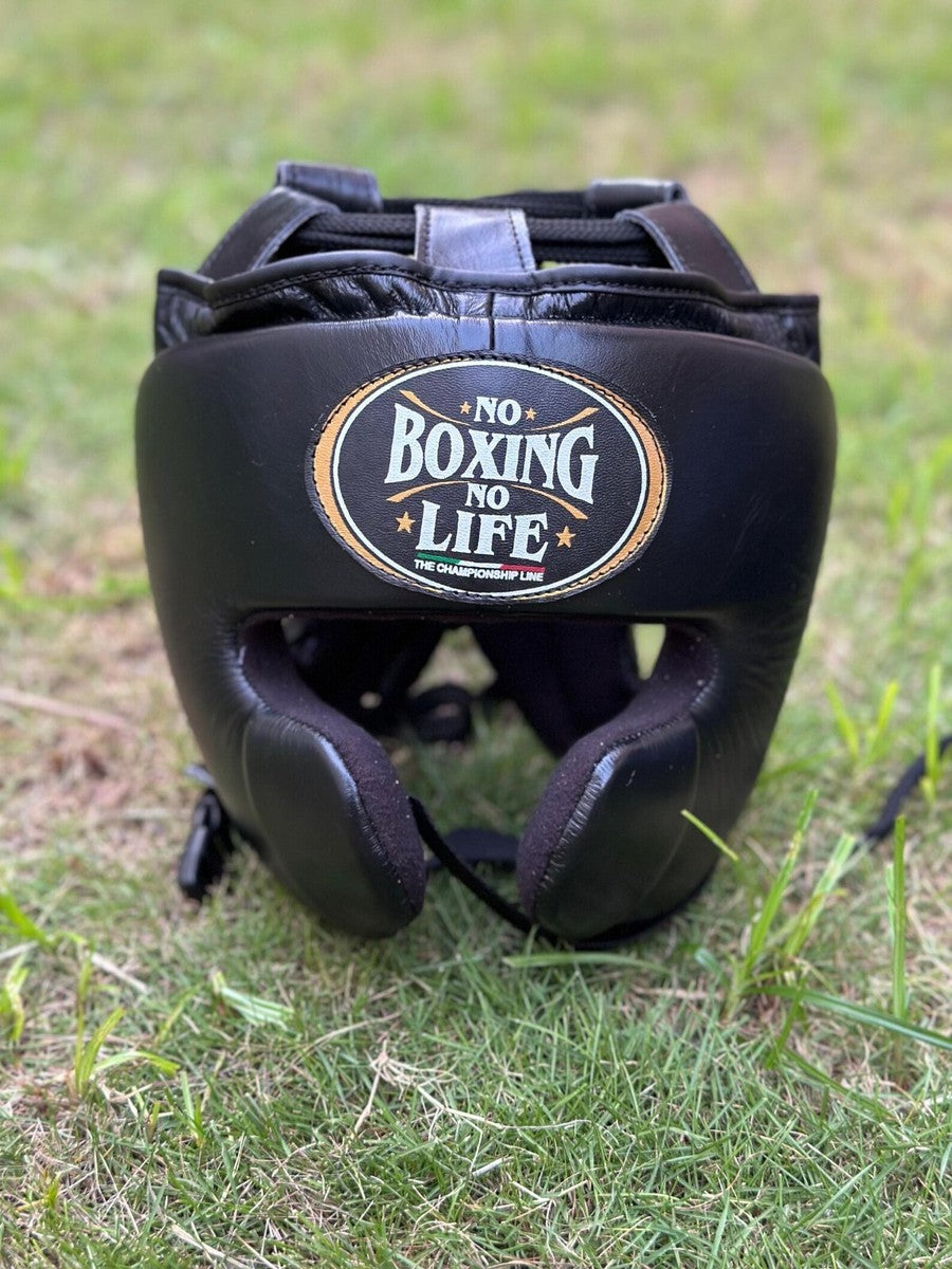 No Boxing No Life Black & Gold Boxing Gloves with Headgear | Professional Training & Sparring Set