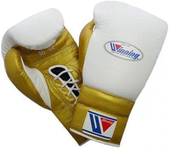 Winning Boxing Gloves White/Gold Lace-Up – Premium Professional Sparring & Training Gloves (8oz–16oz)
