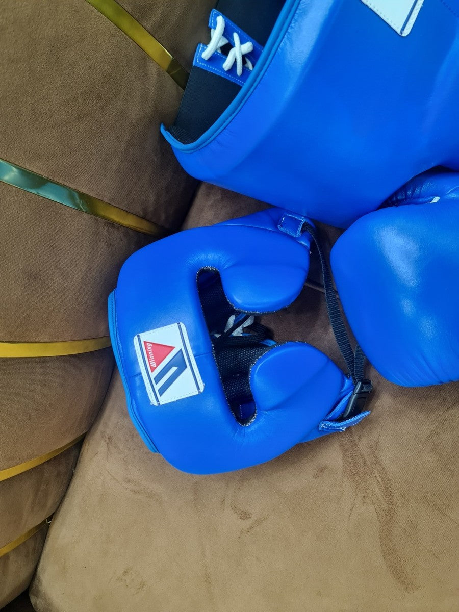 Winning All Blue Boxing Set – Gloves (All Sizes) + Headgear + Groin Guard | Premium Japan-Made Gear
