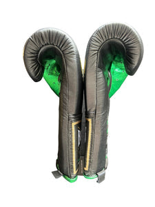 No Boxing No Life Black & Green Boxing Gloves | Premium Mexican Handmade Lace-Up Training Gloves
