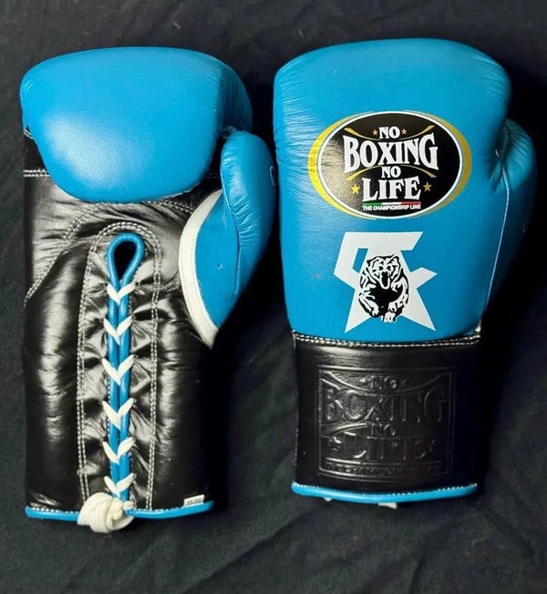 No Boxing No Life Blue & Black SA Tiger Edition Boxing Gloves – Mexican Lace-Up Gloves 8oz–16oz