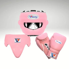 Winning Pink Boxing Set | Pro Lace-Up Gloves, Headgear & Groin Protector – Authentic Japanese Gear