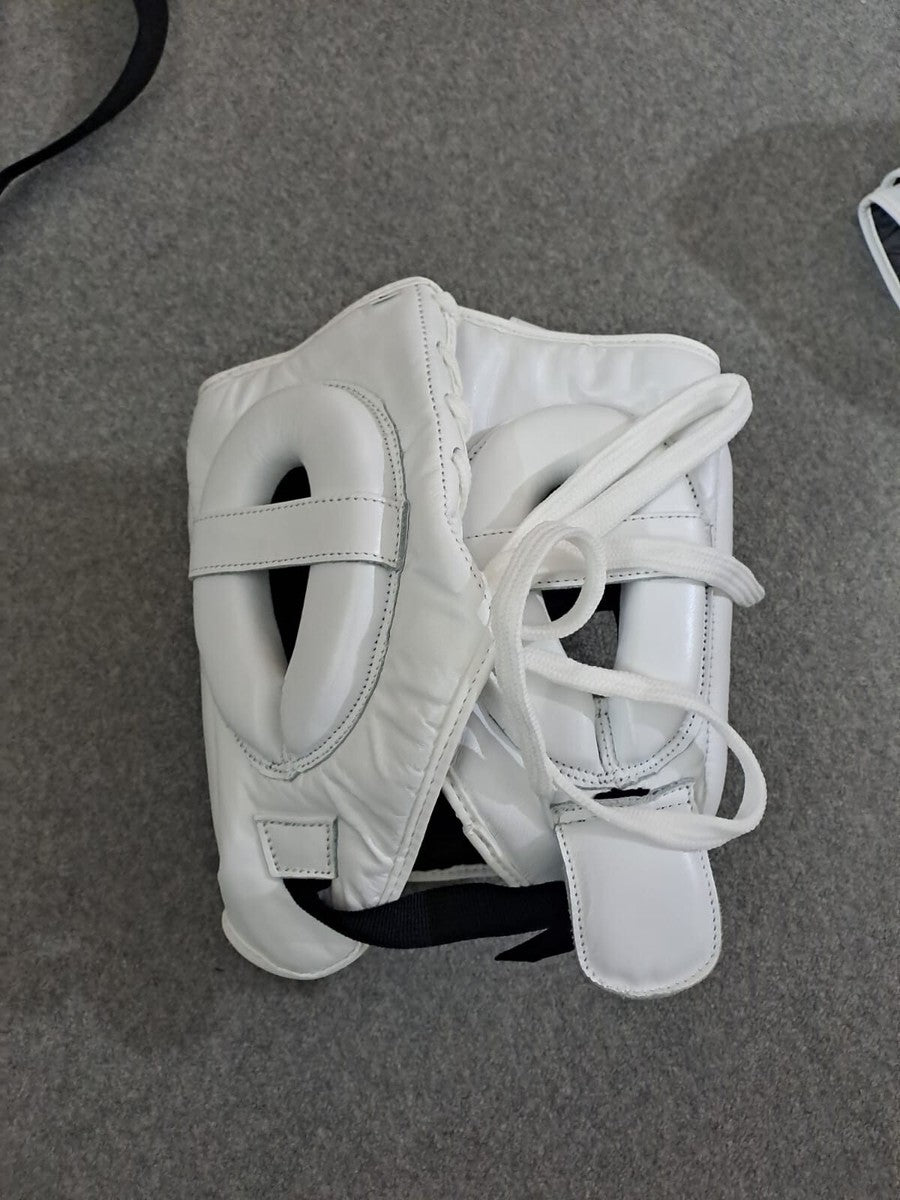 No Boxing No Life All-White Boxing Set – Gloves, Headgear & Groin Protector | Handmade Mexican Boxing Gear (8oz–16oz)