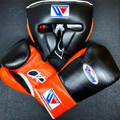 Winning Custom Black & Orange Lace-Up Boxing Gloves – Premium Japan-Made Training & Sparring Gloves (8oz–20oz)