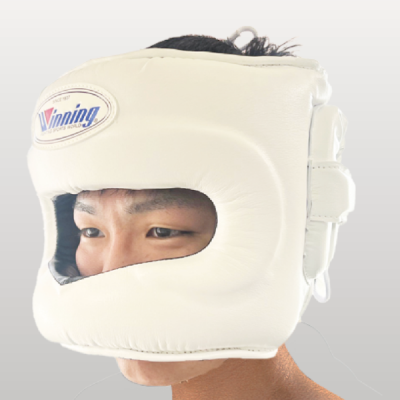 Winning FG-5000 Face Saver Headgear – White | Full-Face Protection for Boxing & Sparring