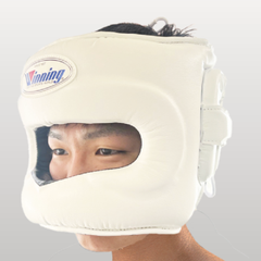 Winning FG-5000 Face Saver Headgear – White | Full-Face Protection for Boxing & Sparring