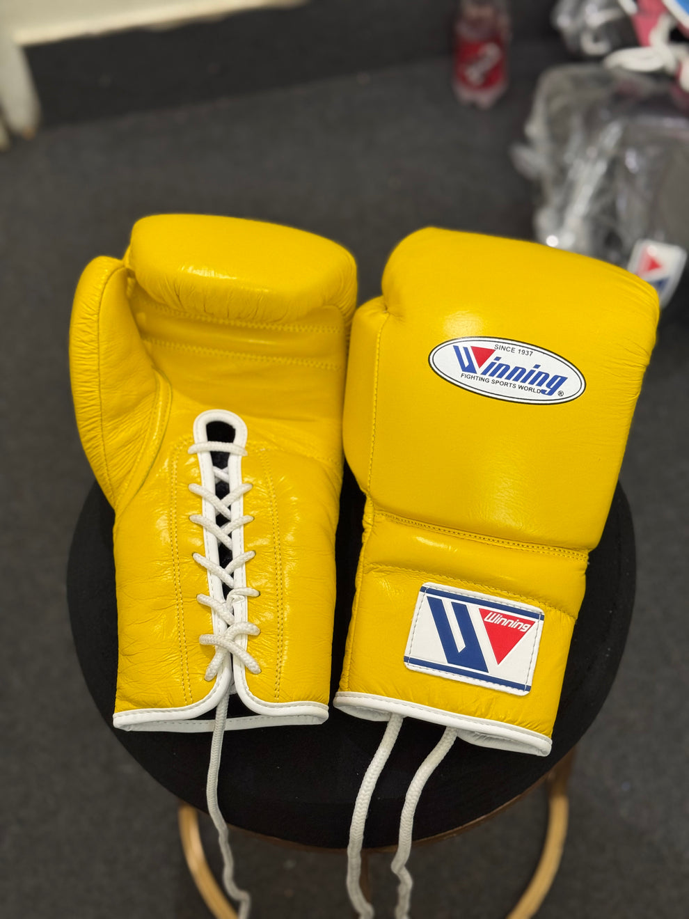 Winning Boxing Gloves MS-600 Yellow | Handmade Japanese Lace-Up Sparring Gloves