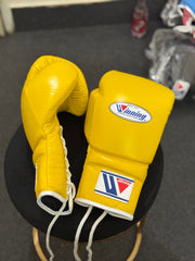 Winning Boxing Gloves MS-600 Yellow | Handmade Japanese Lace-Up Sparring Gloves