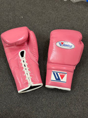 Winning Custom Pink Lace-Up Boxing Gloves – Premium Japan-Made Sparring Gloves (8oz–20oz Available)