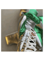Campeón Professional Boxing Gear Set – Gloves, Headgear & Groin Protector | Green & Silver Edition | All Sizes (S–XL, 8oz–18oz Gloves)