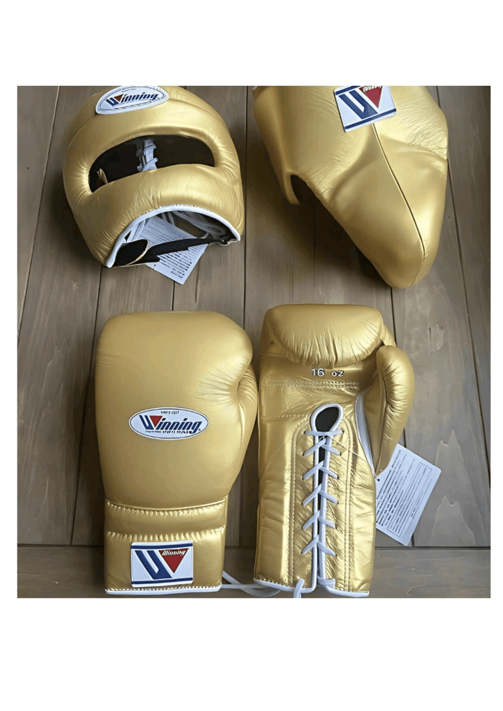 Winning All Gold Boxing Set – Gloves (All Sizes) + Headgear +