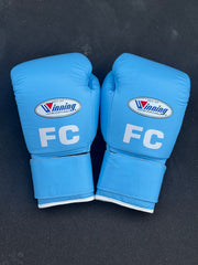 Winning Custom Velcro Boxing Gloves – Sky Blue Leather | Personalized Training & Sparring Gloves (8oz–20oz)