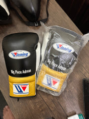 Winning Black & Gold Boxing Set – Lace-Up Gloves (All Sizes) + Headgear + Groin Guard | Elite Japan-Made Gear