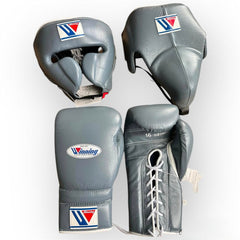 Winning Professional Boxing Gear Set – Gloves, Headgear & Groin Protector | Grey Edition | All Sizes (S–XL, 8oz–18oz Gloves)