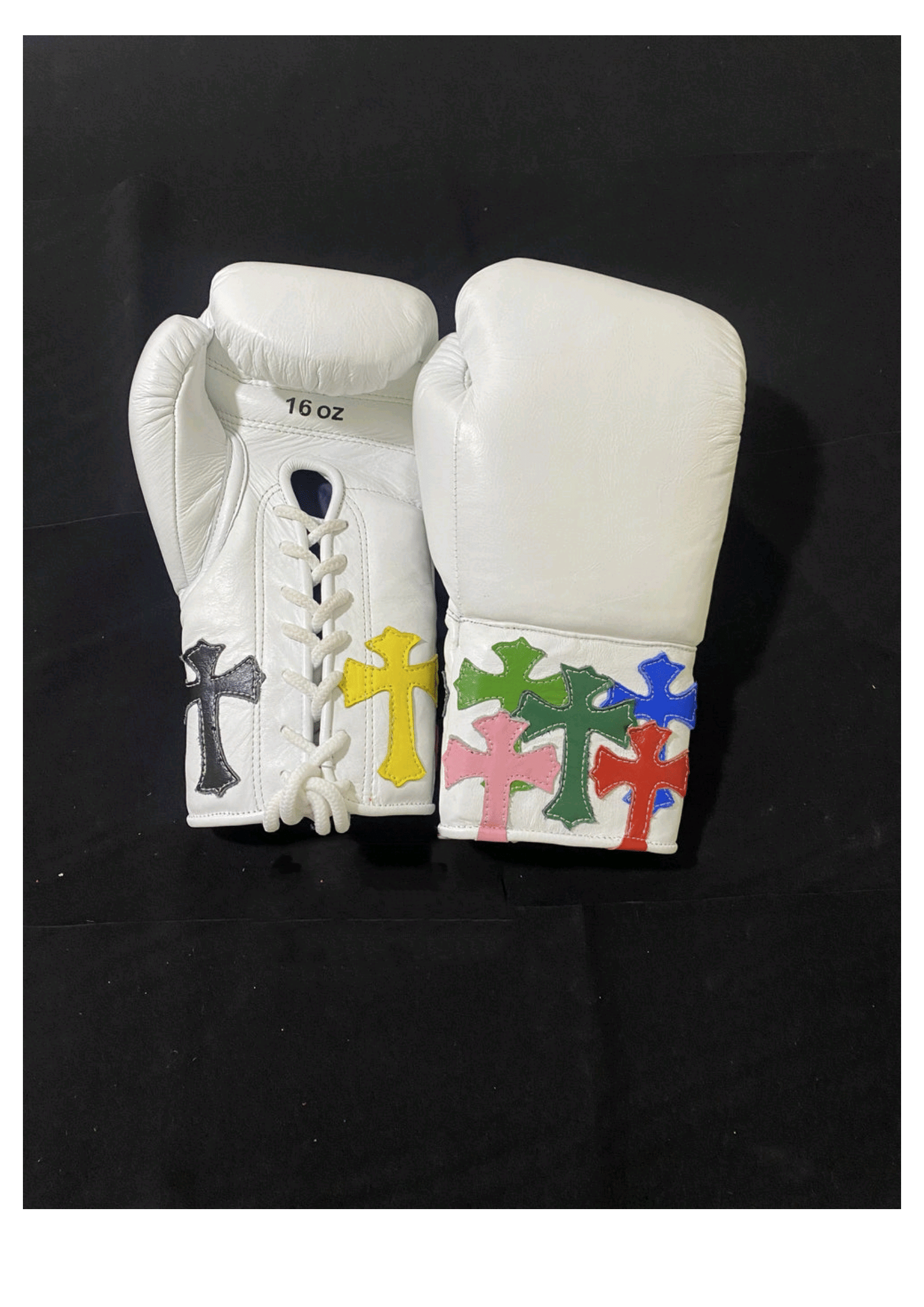 Custom Multi-Cross White Boxing Gloves