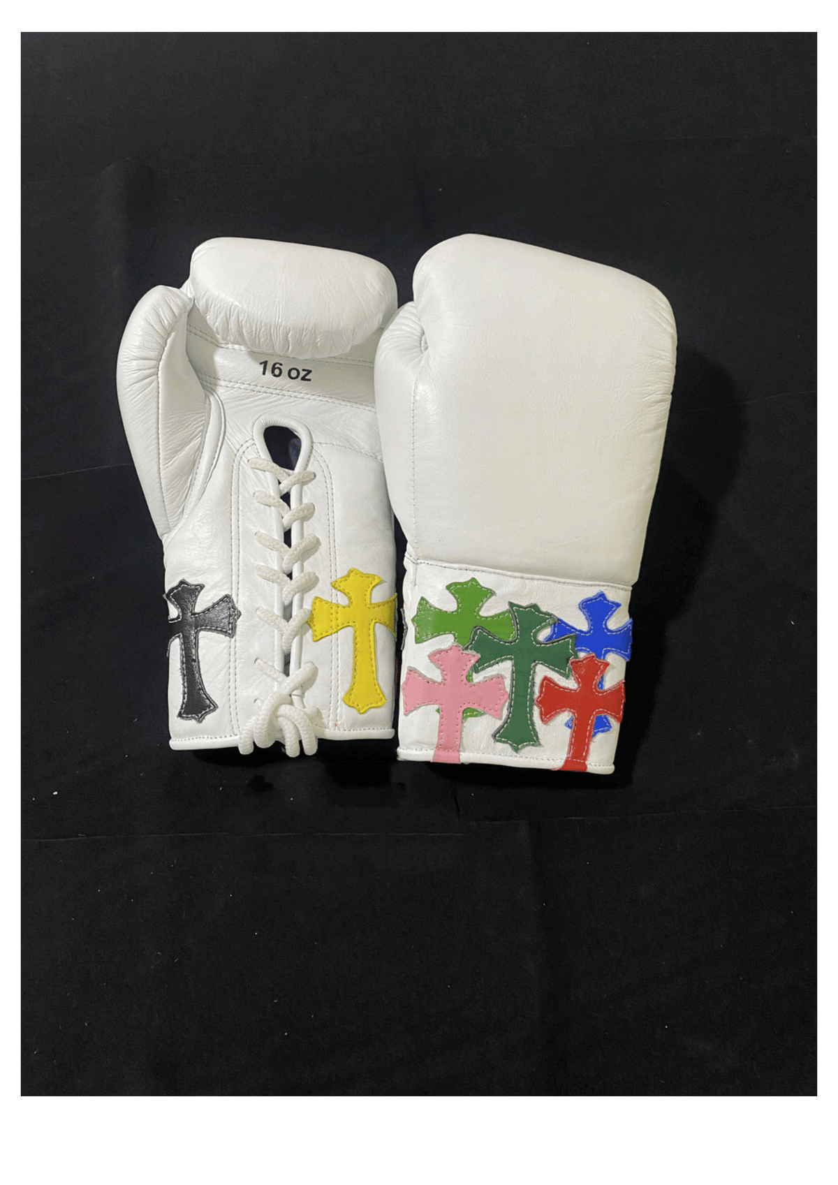 Custom Multi-Cross White Boxing Gloves