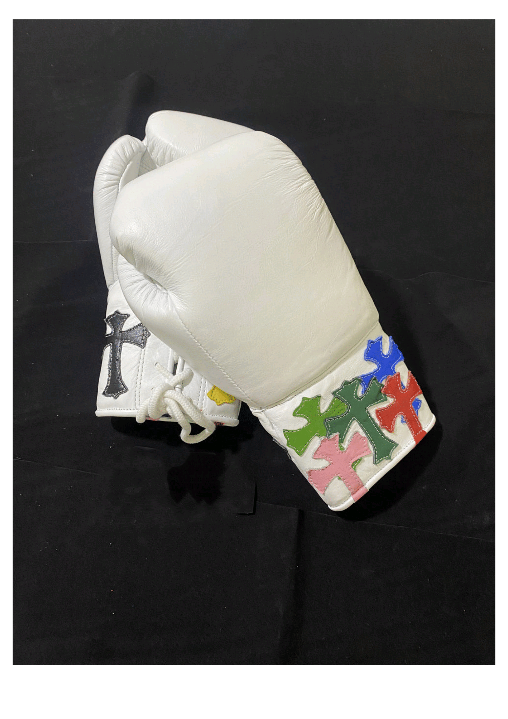 Custom Multi-Cross White Boxing Gloves