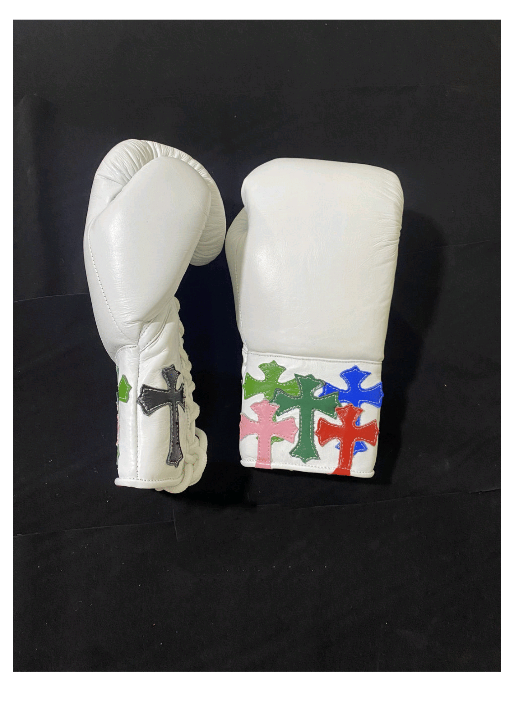 Custom Multi-Cross White Boxing Gloves