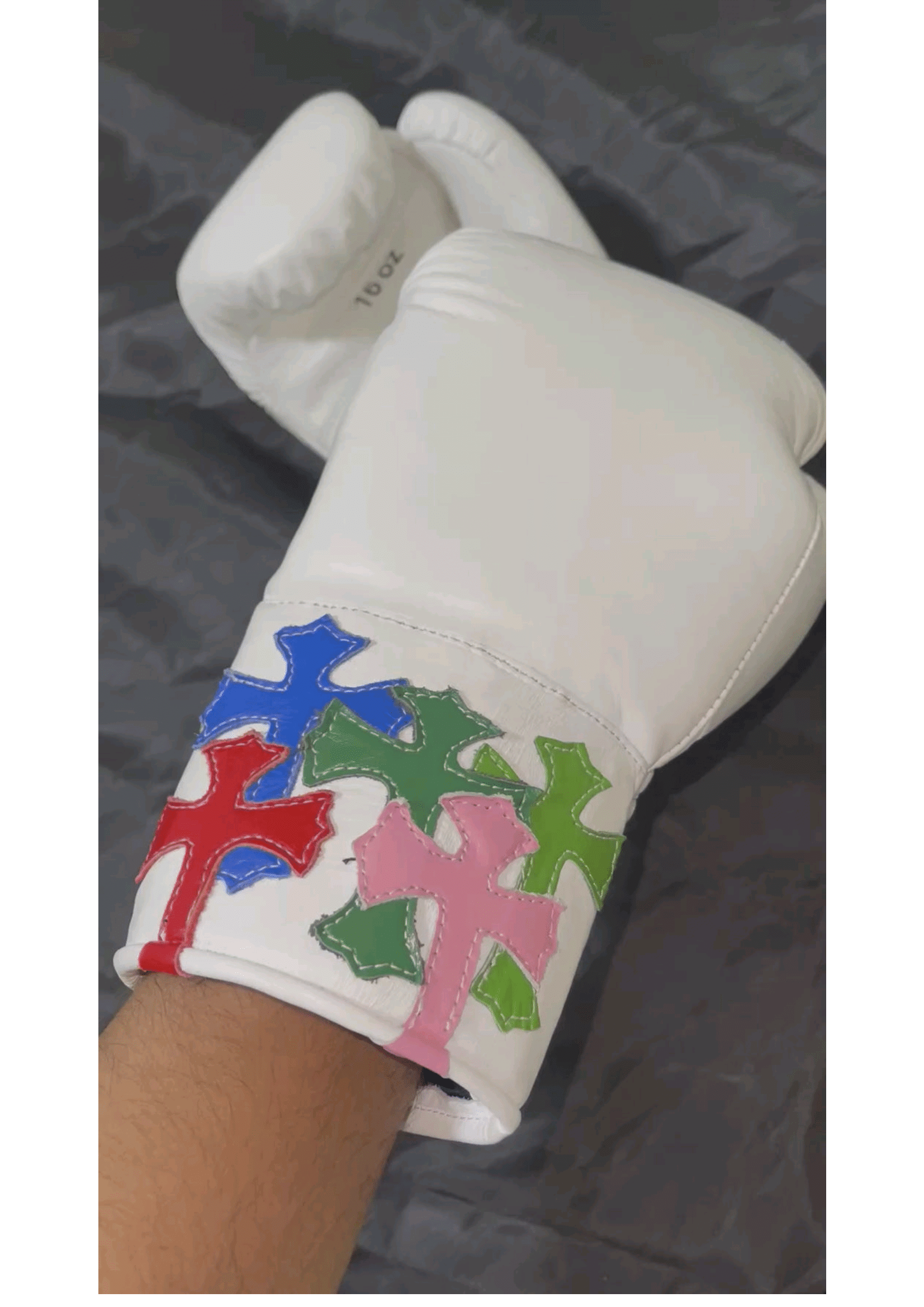 Custom Multi-Cross White Boxing Gloves