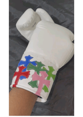 Custom Multi-Cross White Boxing Gloves